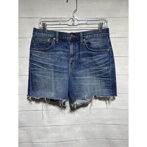 Madewell High Rise Denim Shorts 28 Medium Wash Blue Denim Cutoff Style